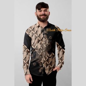 Kemeja Batik Pria Lengan Panjang Motif JAYASURA Katun Sanforis Premium Lapis Furing