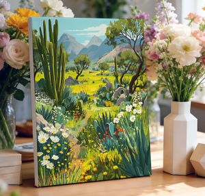 BILIBILI | Acrylic Paint By Numbers Desert Bloom Painting By Numbers on Canvas Coloring By Number for Adults Paint Digital Art
