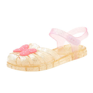 Summer Children Jelly Roman Princess Sandals Kids Soft-Soled Closed-Toe Strap Shoes Girls Velcro Beach Water Shoes Casual Shoes