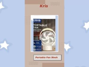 Kris Portable Fan 9inch White: Kipas Angin Swing Rechargeable Dilengkapi Lampu Darurat
