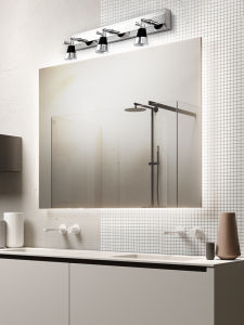 Led Mirror Front Lamp Punch-Free Double-Headed Three-Head Modern Simple Stainless Steel Bathroom Bathroom Lamp Mirror Cabinet Lamp Wall Lamp