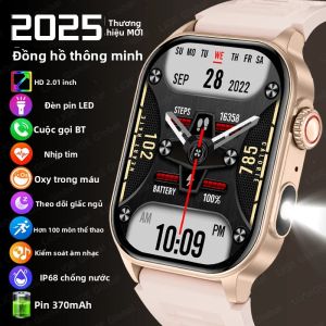 Đồng Hồ Thông Minh Nữ LIGE 2025 Màn Hình HD 2.01” Điều Khiển Bằng Giọng Nói AI Cuộc Gọi Bluetooth Theo Dõi Sức Khỏe Thể Thao Đèn Pin LED Dành Cho Nam