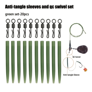 20pcs/60pcs Anti Tangle Sleeves with QC Swivel Set Use in Carp Rigs Including Running Rigs and Helicopter Rigs Lead Clips