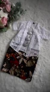 Kebaya kids budak warna putih batik comel newborn - 4years murah