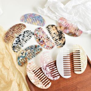 1 set of womens color semicircle acetic acid wide teeth hair comb small portable pocket makeup bag necessary for travel