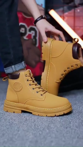 Fleeti Fashionable thick soled British style Martin boots for men and womens soft leather retro hiking boots Summer boots COD