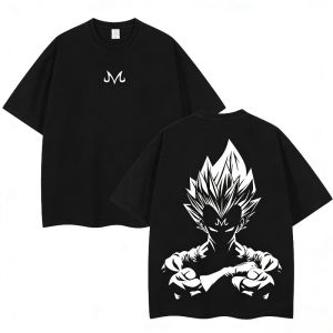 Bandai | Summer Dragon Ball Z T-Shirt Men Majin Vegeta Graphic Short Sleeve Oversized Streetwear Loose Fit Japanese Anime Fan Tee