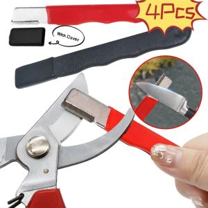 2/4Pcs Metal Knife Pruning Sharpening Stone Handheld Garden Shear Scissors Sharpener with Lid Mini Portable Pocket Speedy Knife Sharpener Grindstone