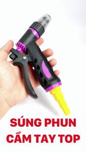 Đầu Phun Cầm Tay Tưới Cây Súng Phun Tưới Cây Tăng Áp Nhựa TOP Tặng Kèm Đầu Nối Ống 16x20mm