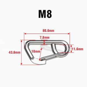 1/2PCS Marine Boat Hooks M6 M8 M10 304 Stainless Steel Carabiner Heavy Duty Snap Hook Rope Clips for Jet Sk Kayak Dock Lines