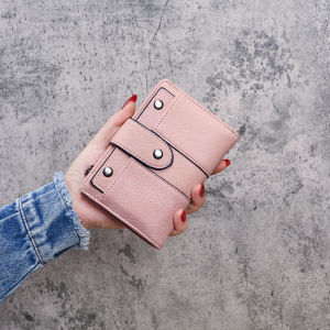 Retro Short Wallet for Women Fashionable Korean Style Rivet Embellished Matte Zipper Lock Clutch Bag Multi-functional Coin Purse Card Holder