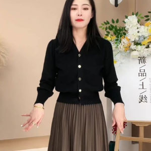 High Waist Midi Skirt Set Womens Autumn Style Elastic Waist Pleated Long Skirt Casual Pure Color A-Line Skirt Half Body Skirt