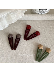 Red Star Baby Hair Clips Set of 2 Childrens Hair Accessories Hair Ruffle Bangs Clips Autumn Fashion for Girls Magic Baby
