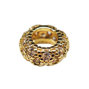 Handmade Jewelry Accessories 18K Gold Plated Pure Copper Matte Zirconia Large Hole Flat Strung Beads Loose Beads Fashion Accessories