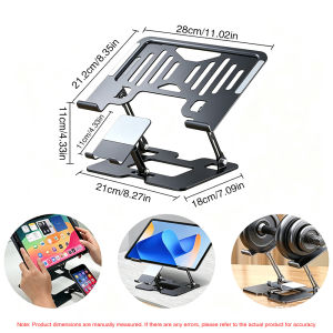Carbon Steel Heavy Bearing Laptop Cooling Bracket 2 in 1 Foldable Stand for Notebook Tablet Cell Phone Home Office Outdoor Use