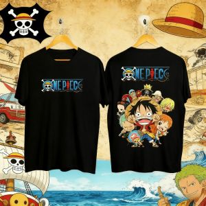 Bandai | One Piece Japanese Anime Printed Mens T-Shirt Roronoa Zoro Boy Childrens Harajuku Short Sleeve Kids Luffy T-shirt Clothing