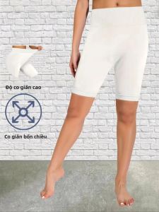 Quần Legging Nữ Màu Trắng Chất Liệu Co Giãn Bốn Chiều Kiểu Dáng Thể Thao Yoga Tập Luyện Dài Đến Đầu Gối Quần Đạp Xe Đa Năng Cạp Trung Bình
