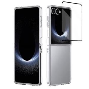 szhaiyu | Ice Sense High Quality Transparent Phone Case For Samsung Galaxy Z Flip 8 7 With Tempered Glass Film Back Anti-scratch Cover