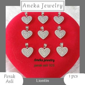 Liontin Cor Love mata full Perak 925 Sepuh Emas Putih