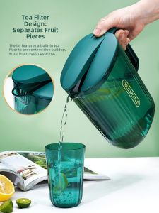 High-End Luxury Plastic Cold Water Pot Heat-Resistant Anti-Fall Home Fridge Cooling Water Pot White Cup for Household Use