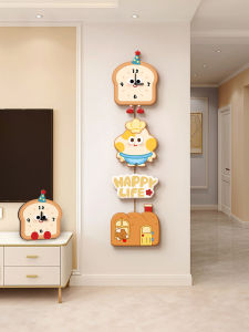 Modern Abstract Bread Clock Wall Art Living Room TV Background Decorative Painting Entrance Door Hanging Picture No Frame