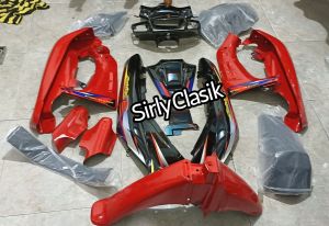 Cover Body Fullset Halus Kasar Suzuki Satria R Lumba 2Tak Warna Merah Hitam