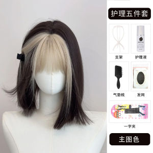 Wig ข้างหน้าสีเงินแบบบางสำหรับผู้หญิง ทรงสั้นตรง เหมาะกับฤดูร้อน เปลือกหัวเต็มรูปแบบ ทรงธรรมชาติ ทรงที่ปรับแต่งได้หลากหลาย