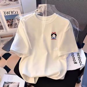 Fashionable Pure Cotton Short Sleeve T-Shirt Korean Style Oversize Printed Casual Top for Summer Season Plant Floral Pattern