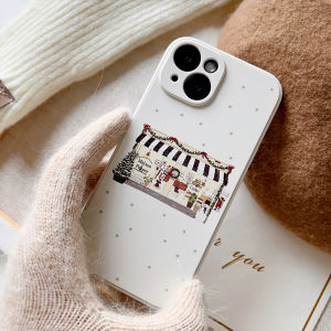 Cute Christmas House Style Mobile Phone Case for 13/12/15/16/17PROMAX/14PRO TPU Protective Cover Ins Wind