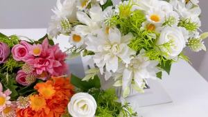 Artificial Flowers High Quality Silk Dahlia Rose Festival Wreath Home Room Floral Arrangement Decoration Wedding Arch DIY Gift