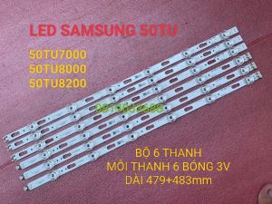 THANH LED TIVI SAMSUNG 50TU7000 50TU8000 50TU8100 50TU8200 HÀNG MỚI 100% BỘ 6 THANH MỖI THANH 6 BÓNG 3V DÀI 479+483mm GIÁ ĐĂNG BÁN LÀ 1 BỘ 6 THANH 6 BÓNG