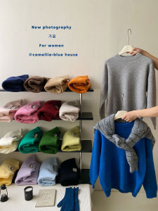 Thickened Simple round Neck Pullover Knitted Sweater Womens Autumn Casual Outerwear Lazy Style Pure Color Warm Top
