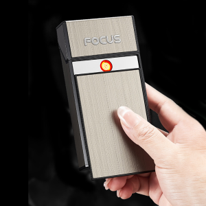 Bật Lửa Điện Kiêm Hộp Đựng Thuốc 20 Điếu Dài Slim Focus YH150 – Sạc Điện