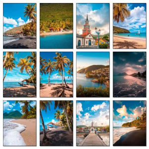 1000PCS Jigsaw Puzzle Tropical Beach Life Martinique Island Vintage Poster Style For Adults Perfect Gift For Art Lovers