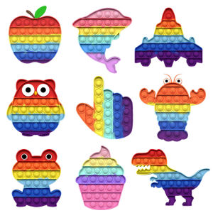 Rainbow Pop Push Bubble Fidget Toy - Anti Stress Relief Sensory Toys for Adults Kids Children & Special Needs