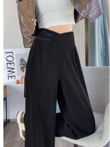 Fashionable Winter French Chinese Style Fleece Corduroy Trousers