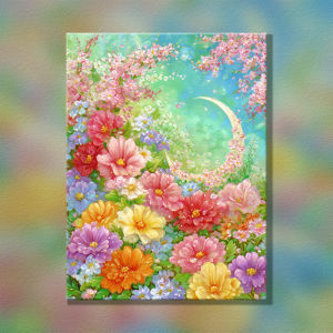 KAYOU | Bộ Tranh Tô Màu Theo Số DIY Hoa & Trăng Dành Cho Người Lớn Vẽ Tay Trên Vải Tranh Sơn Dầu Tô Màu Giải Đố Số