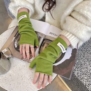 Dệt Kim tất tay Mùa Thu bằng len ấm áp cho mùa đông Ống tay áo Găng tay dài không ngón Y2K soild thời trang giản dị khuỷu tay găng tay