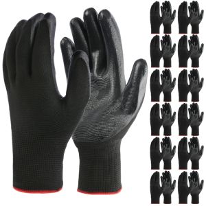 Nitrile Coated Work Gloves Oil Resistance Seamless Knit Safety Work Gloves with Grip for Men Gardening Construction Industrial
