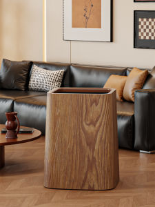 Luxurious Wooden Texture Trash Can for Office And Hotel High Capacity Rectangular Shape Household And Commercial Use