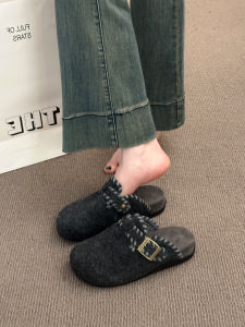 MIFULIAN | Retro Slip-On Felt Clogs For Women Thick Soles Warm Lining