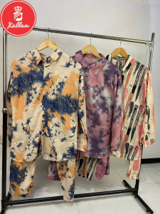 Set Wanita Kualitas Tinggi: XELLEA - Motif Tye Die & Violet Set