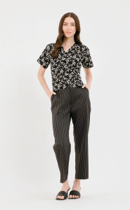 High Waist Cropped Stripe Pants