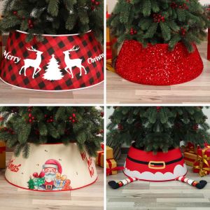 Christmas Tree Base Ornament Collar Sequin Tree Skirt For Christmas Holiday Home Decor Theme Party Xmas Tree Stand Base Cover