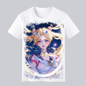 Bandai | Summer 2026 Sailor Moon Sailor Moon "Modern Repainted Angel Form" Street Trend 100% Cotton Print Loose T-shirt Male/female Top