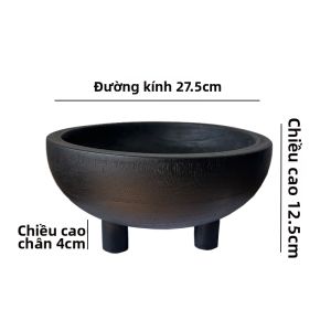 Đĩa Trái Cây Gỗ Tròn Phong Cách Wabi-Sabi Có Bốn Chân