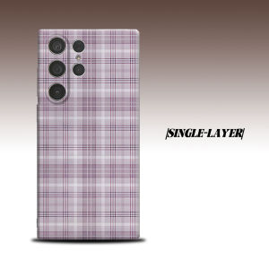 mauve plaid checkered For Samsung Galaxy S26 S25 S24 A56 A36 Dual Layer Luxury Fashion Full Lens Protective Case