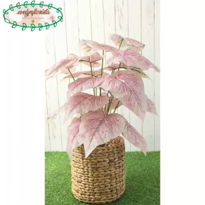 Pohon Artificial Pohon Imitasi Daun Calladium Pink Full X18 Semilatex Cover Eceng Gondok Hiasan Rumah Hiasan Ruang Tamu