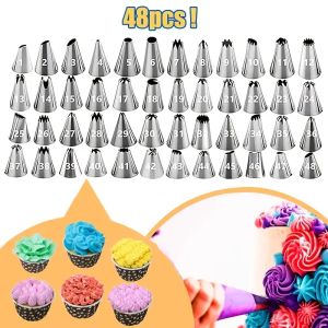 48pcs Small Piping Nozzle-Stainless Steel Cake Decorating Tips for Buttercream Royal IcingCupcakes&Cookies Baking Pastry Tools
