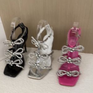 MANXIXI Fashion Women High Heels 3.93 Inches Beautiful Shiny Bow Pearl Sandals (Size 35-40)